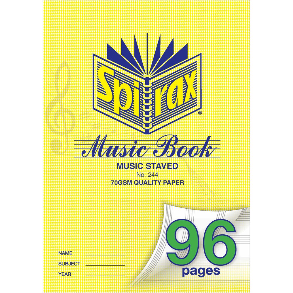 ZAC55244 - Spirax 244 Music Book A4 96 pg - Kookaburra Educational 