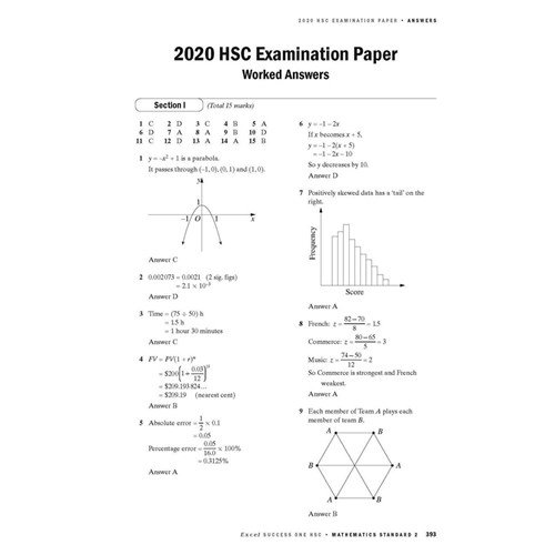 9781741256284 - Excel Success One 2021 HSC Maths Standard 2