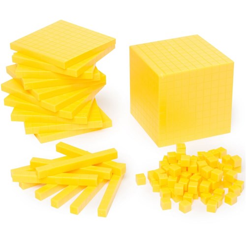 ZECLPBTS - Plastic Base Ten Set - 100 Cubes,10 Rods,10 Flats,1 Block ...