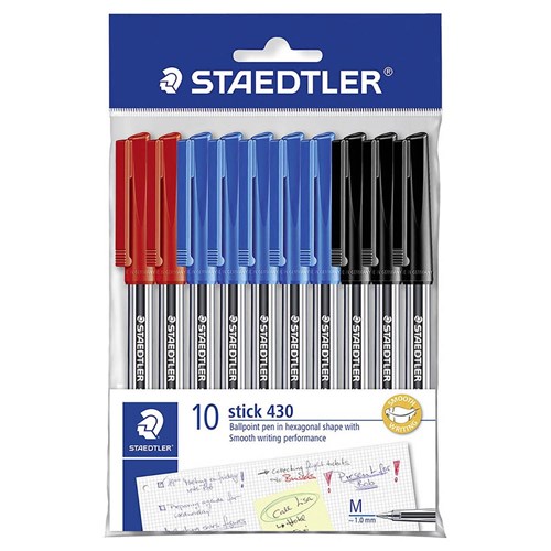  Staedtler Stick 430 M-3 Ballpoint Pen Medium - Blue (Box of  10) : Office Products