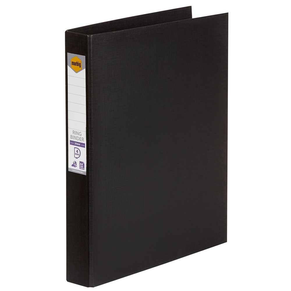 ZAC5024002 - Marbig Ring Binder A4 25mm 4D Black - Kookaburra ...