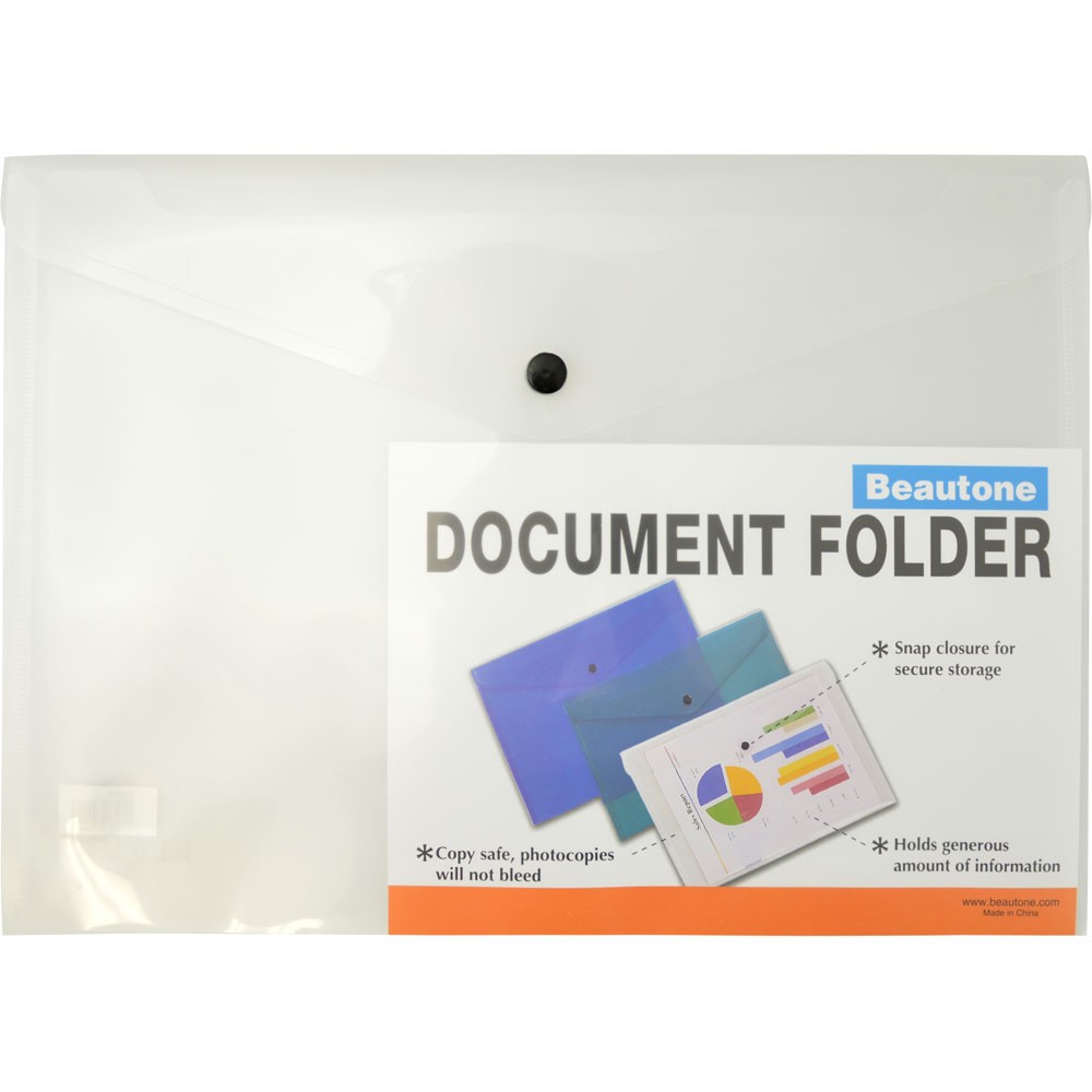 ZBA34044 - Bantex Document Wallet A4 Push Button Clear - Kookaburra ...