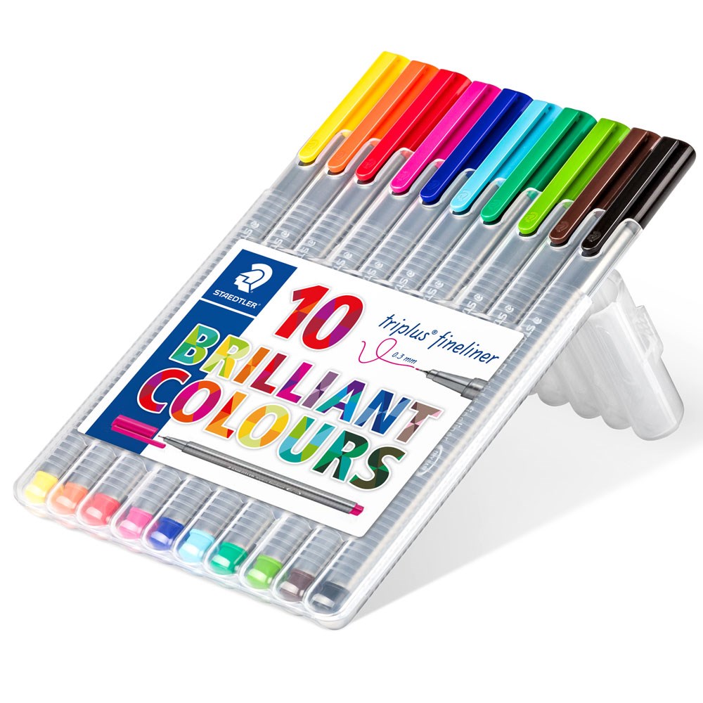 ZSD334 SB10 - STAEDTLER Triplus Triangular Fineliner Fine 0.3mm Asst ...